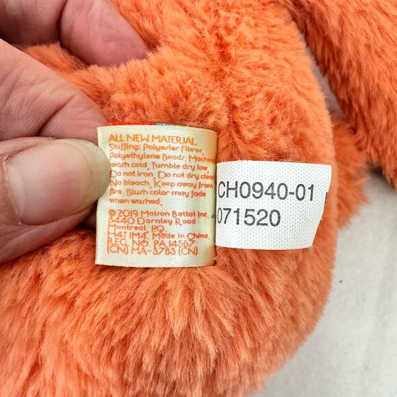 B Softies Orange Bunny Rabbit Plush Lovey Stuffed Animal Floppy Confetti Ears - Picture 7 of 7